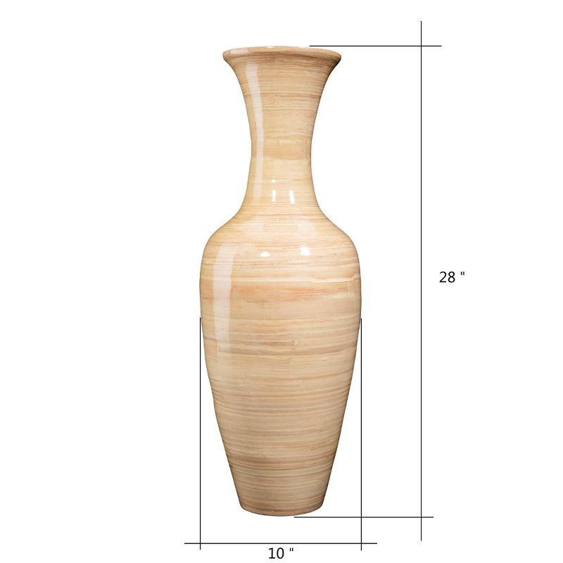 Hasting Home Handcrafted 28" Tall Natural Bamboo Vase, Decorative Classic Floor Vase for Silk Plants, Flowers, Filler Decor, 2 of 9