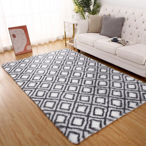 5x8 Area Rug Shag Rugs Geometric Carpet For Living Room Bedroom Target