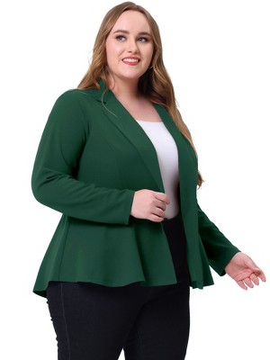 Agnes Orinda Women's Plus Size High-low Hem Workwear Formal Peplum Blazers  Dark Green 5x : Target