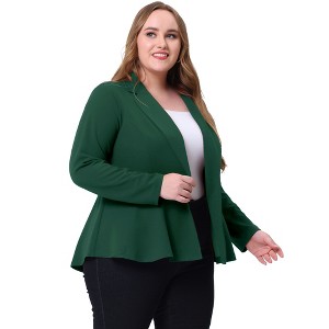 Agnes Orinda Women's Plus Size High-Low Peplum Button Work Elegant Blazers - 1 of 4