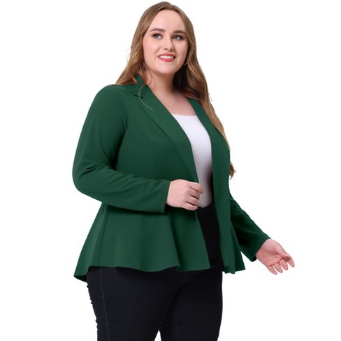 Agnes Orinda Women's Plus Size High-low Hem Workwear Formal Peplum Blazers  Dark Green 5x : Target