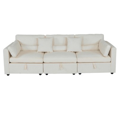 Modern Minimalist Cream Two-Seater Sofa