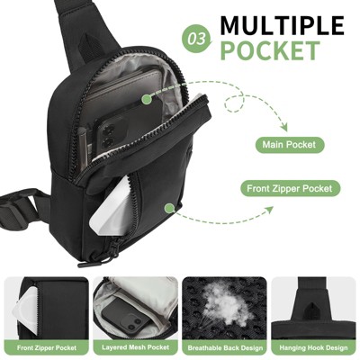 Unique Bargains Small Anti-Theft Crossbody Sling Backpack Nylon Chest Bag Fanny Pack Black — фото 5