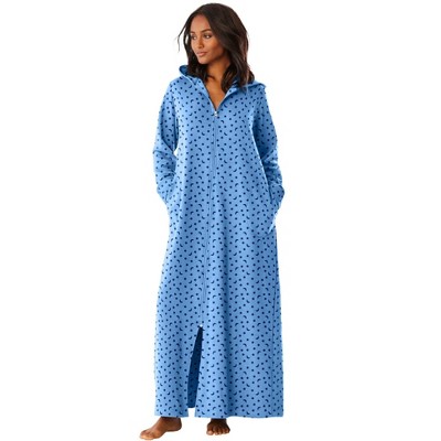 Dreams & Co. Plus Size Long Hooded Fleece Sweatshirt Robe