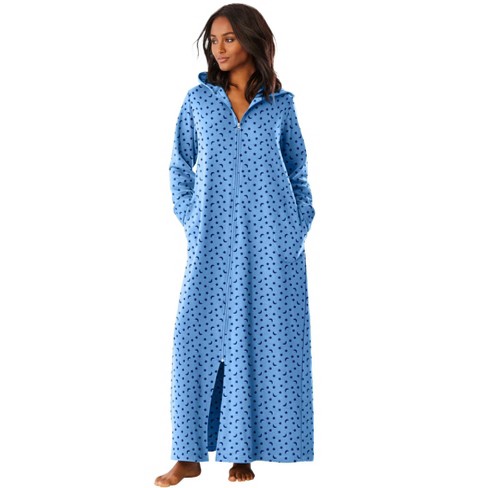 Dreams & Co. Women's Plus Size Long Hooded Fleece Sweatshirt Robe, 6x -  French Blue Star Moon : Target