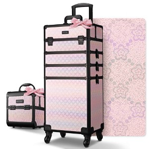 Byootique 4in1 Portable Makeup Train Case with Cube Case Cosmetic Organizer Pink - 1 of 4