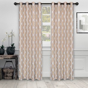 Vintage Venetian Damask Jacquard Embroidered Curtains, Set of 2 by Blue Nile Mills - 1 of 4