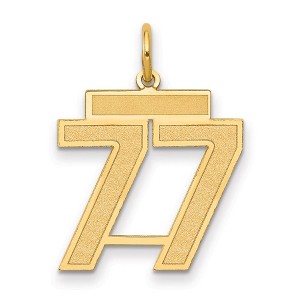 Black Bow Jewelry 14k Yellow Gold, Jersey Collection, Medium Number 77 Pendant - 1 of 3
