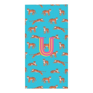 Personalization Mall Tiger Print Initial 30x60 Beach Towel - 1 of 2