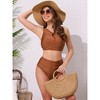 INSPIRE CHIC Women's One Shoulder Elegant Bikini Sets, Push Up Top High Waisted Tummy Control Bottom Swimwear Bathing Suits 1 Set - 4 of 4