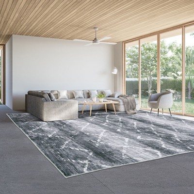 Machine Washable Rugs 8x10 Large Area Rug Lightweight Non Slip Contemporary Abstract Floor Cover Non-Shedding Foldable Geometric Carpets
