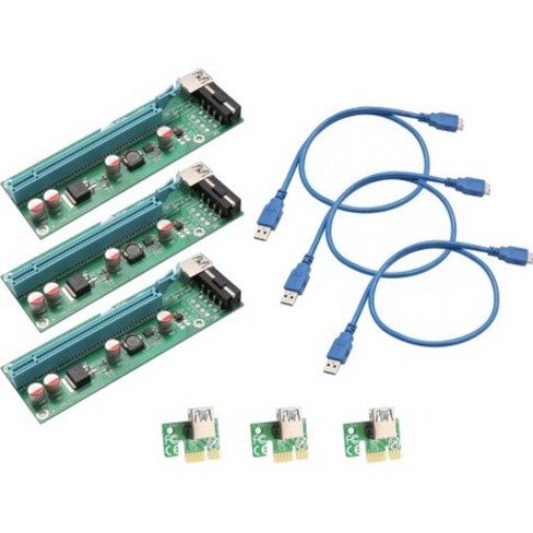 Io Crest Pci E X1 To Powered X16 Riser Adapter Card Usb 3 0 Extension Cable 1 X Pci Express X16 Pci Express Target