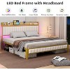 Bed Frame with Storage Headboard and Charging Station, Metal Platform Bed Frame with Led Lights, No Box Spring Needed, Metal Support, Easy Assembly - 3 of 4