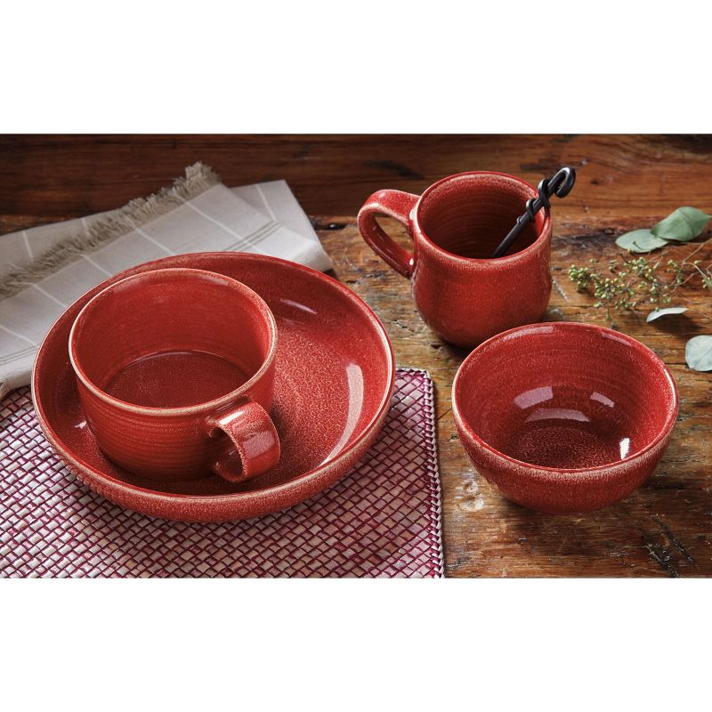 tagltd Loft Textured Reactive Glaze Stoneware Bowl Red 17 oz. Dishwasher Safe, 3 of 5