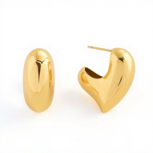 Anna-Kaci Women’s Sculptural Chunky Hoop Earrings with Smooth Curved Silhouette and Bold Modern Shape for a Statement Polished Look - Gold - 1 of 4