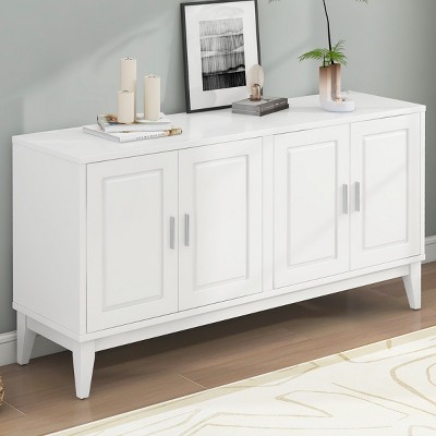 4-Door Sideboard Storage Cabinet With Door Shelf , Accent Cabinets For Living Room, Large Cabinets With Adjustable Shelf-Cuddlewood