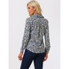 Allegra K Women's Point Collar Long Button Sleeve Button Down Floral Shirt - 4 of 4