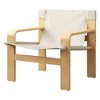 MAYEERTY Oak Accent Chair Detachable Washable Wide Armrest Mid Century Lounge Linen Fabric Solid Wood Frame Living Room Bedroom Balcony, White - 2 of 4