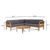 GDFStudio Bianca Outdoor Acacia Wood 5 Seater Sectional Chat Set with Cushions, Teak/Dark Gray - 3 of 4