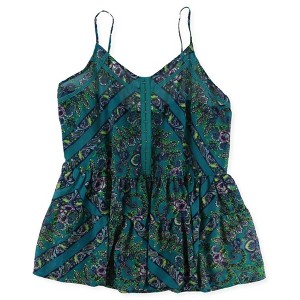 Aeropostale Womens Floral Lace Tunic Blouse, Green, X-Small - 1 of 1