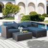 Outsunny 5-Piece Outdoor Sectional Furniture, Patio Sofa Set, PE Wicker Couch, Cushions, Pillows, Ottoman, Coffee Table - 2 of 4