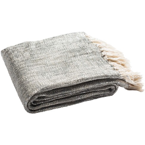 Jacqui Metallic Throw Blanket Grey silver 50