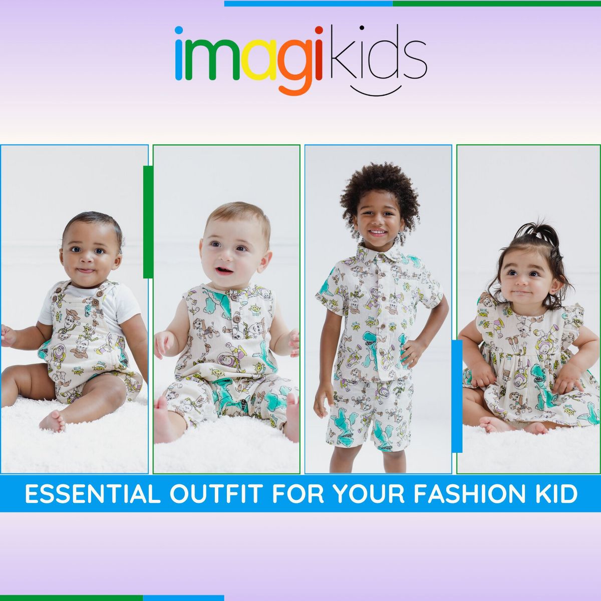 Disney Toy Story Baby Cotton Gauze Matching Family Button Down Shirt Shorts Outfit Set Infant - thumbnail 2