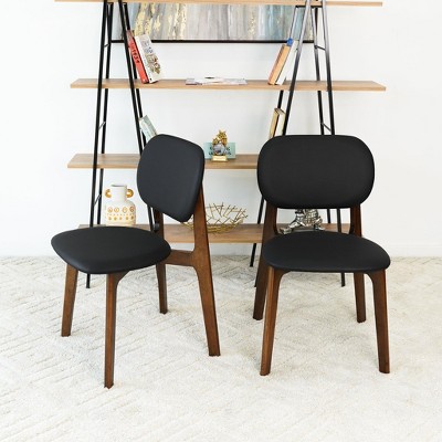 NicBex Mid-Century Modern Leather Dining Chair Set of 2 with Foam Cushion and Solid Wood Legs for Living room