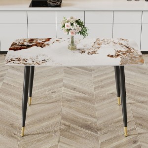 PAGED Rectangle Dining Table Modern Kitchen Table with Imitation Marble Texture Glass Tabletop, 71" Living Room Table for 6/8 Person - 1 of 4