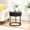 Round End Table with Drawer, Modern Nightstand with Metal Legs, 19.69'' Wood Sofa Side Table, Small Coffee Table for Bedroom Living Room Small Spaces - image 2 of 4