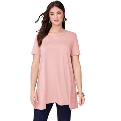 Roaman's Women's Plus Size Scoopneck Swing Ultimate Tunic - 42/44, Pink ...