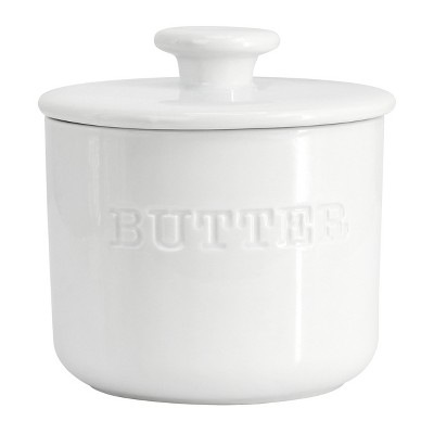 Our Table Simply White 8 Ounce Porcelain Butter Keeper in White