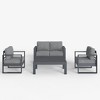 LayinSun 4 Pieces Aluminum Outdoor Patio Furniture Set, Metal Modern Conversation Sofa Set with Coffee Table and Washable Thick Cushions - 2 of 4