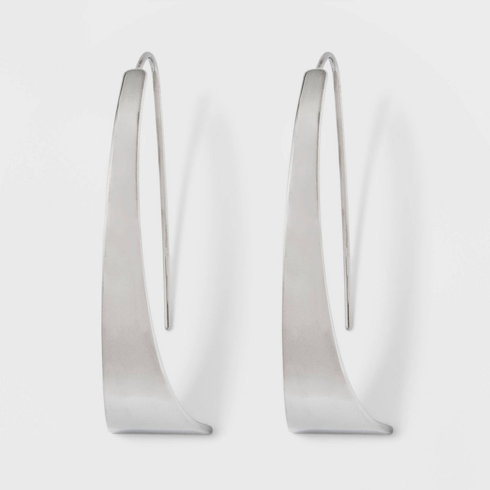 Photos - Earrings Half Hoop  - A New Day™ Silver