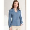 Allegra K Women's Elegant V Neck Work Office Button Up Shirt - 2 of 4