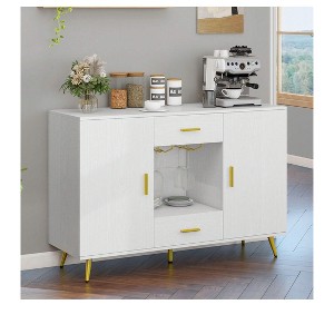 Kitchen Accent Buffet Sideboard Coffee Bar Cabinet Storage With 2 Drawers 2 Doors Adjustable Shelves For Kitchen Living Room - 1 of 4
