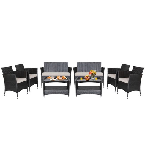 Costway 8pcs patio furniture set cushioned sofa coffee table hot sale