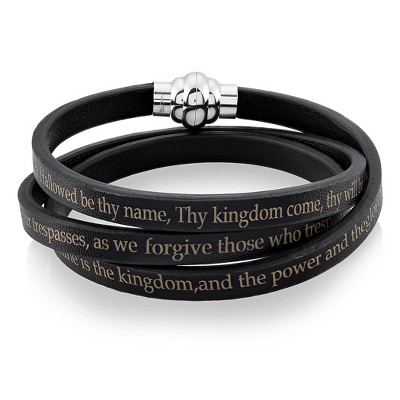 West Coast Jewelry Lord's Prayer Leather Wrap Bracelet