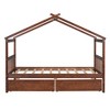 Okak Twin/Full Size House Bed Frame with 2 Storage Drawers,Solid Wood Platform Bed for Kids Room,Bedroom - 3 of 4