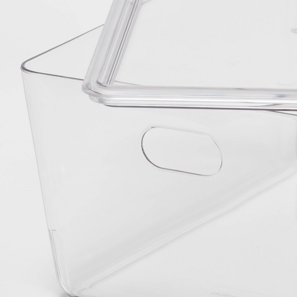 Caja transparente apilable de 4L con tapa - Brightroom™: PET, con tapa, apilable, almacenamiento universal, 10.15"x6.81"x4.52" 3