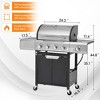 NAYSAYE Grill Racks 4 Burner Stainless Steel Gas Grill with Side Burner and Cover for Outdoor BBQ, Silver, 47.24"*17.3"*44.8" - 4 of 4
