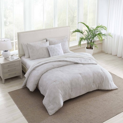 Tommy Bahama 8pc Queen Art of Palms Bedding Set Light Gray