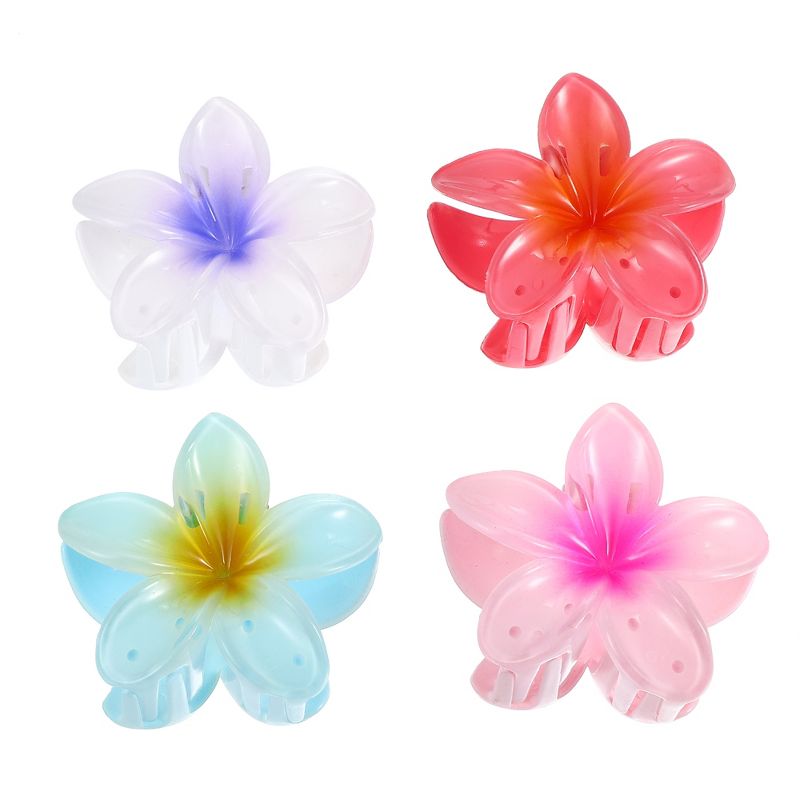 Unique Bargains Girls Claw Hair Clips Flower Shape Hair Accessories Purple Pink Red Blue 4 Pcs, 1 of 7
