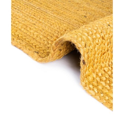 Handmade Yellow Braided Jute Rectangular Area Rug