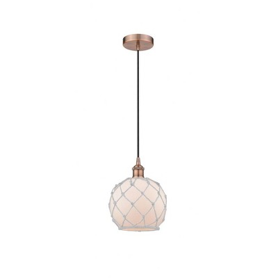 Farmhouse Rope - 1 Light Cord Hung Mini Pendant In Industrial Style-10.75 Inches Tall and 8 Inches Wide