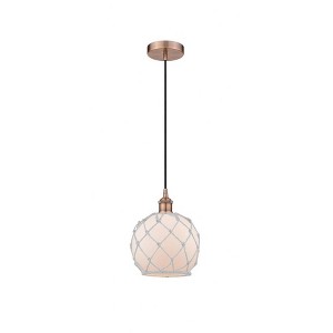 Farmhouse Rope - 1 Light Cord Hung Mini Pendant In Industrial Style-10.75 Inches Tall and 8 Inches Wide - 1 of 1