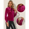 INSPIRE CHIC Women's Vintage Solid Gothic Velvet Dressy Bow Tie Neck Business Shirt - 2 of 4