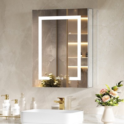 Rectangular Aluminum Medicine Cabinet with Mirror