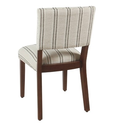 Classic Farmhouse Linen Upholstered Side Chair in Black Wood