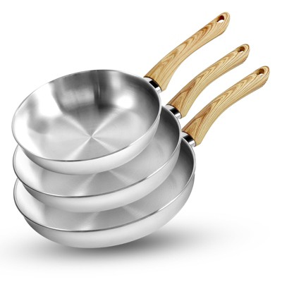KOCH SYSTEME CS 8+10+12 Inch Stainless Steel Frying Pan, Silver